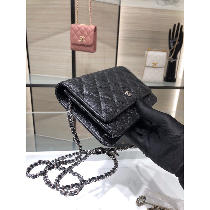 Ch*el classic wallet on chain black bag