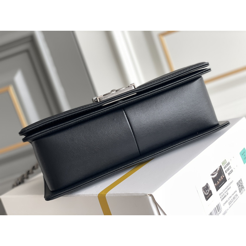 Ch*el boy bag in caviar with silver hardware