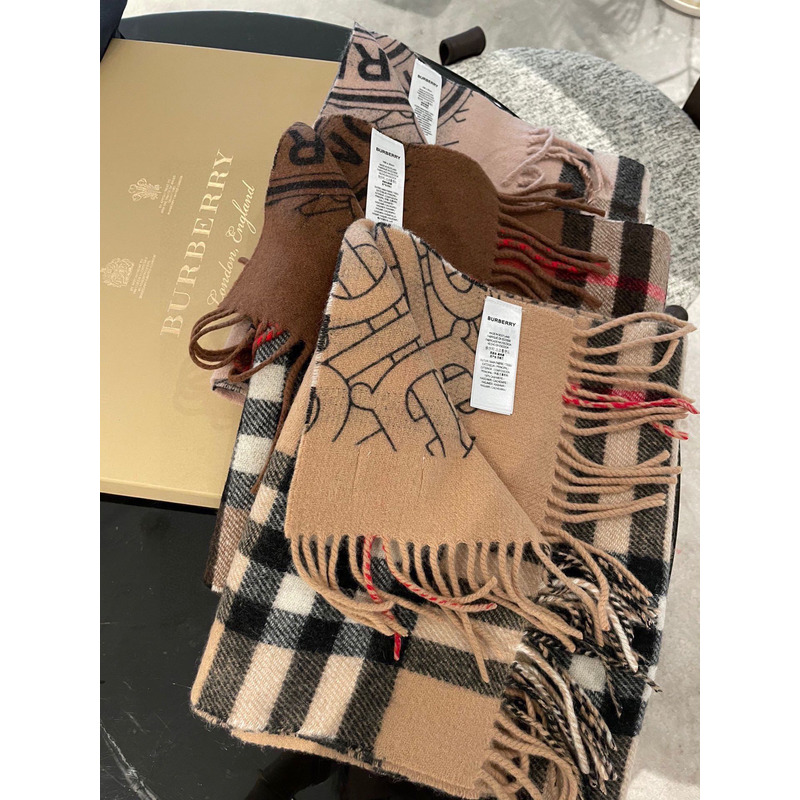 B**rry reversible montage cashmere scarf yellow brown