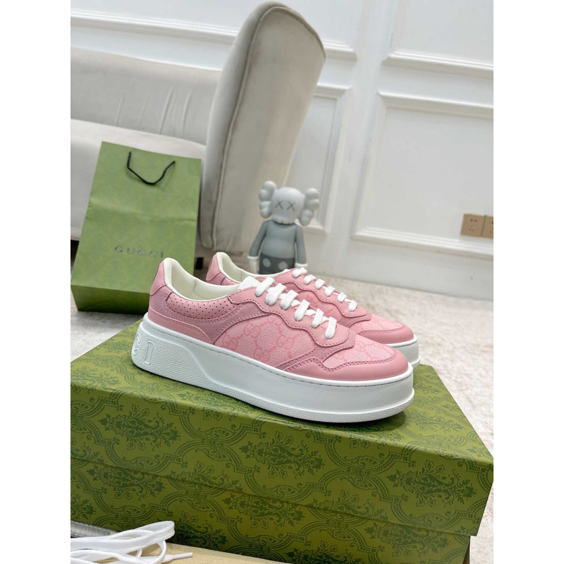 g*u*i damensneaker mit gg pink und grauer gg S*p*e-canvas