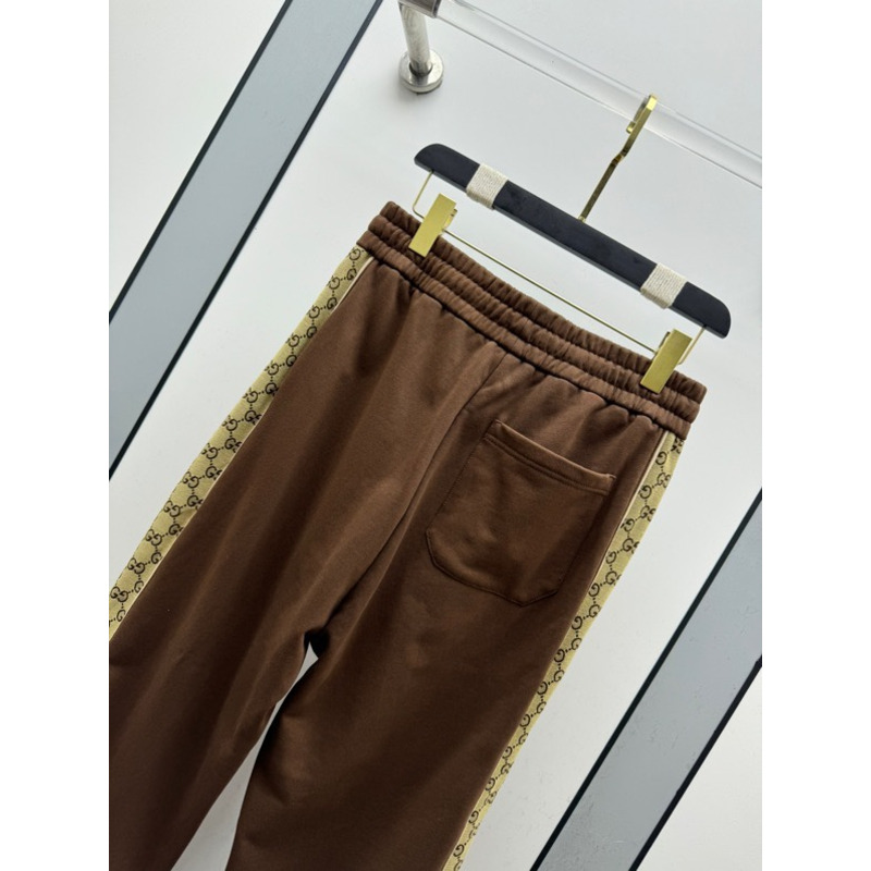 G*u*i gg stripe velour jogger pants in brown