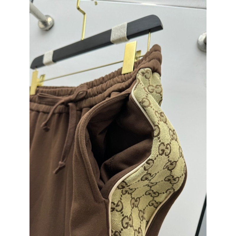 G*u*i gg stripe velour jogger pants in brown