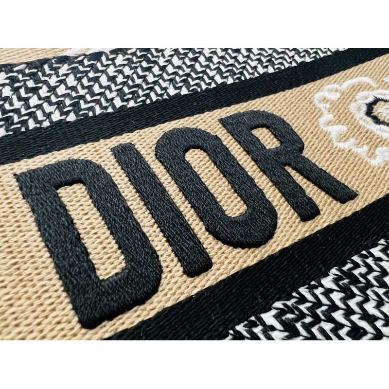 D*or medium book tote beige multicolor butterfly bandana embroidery