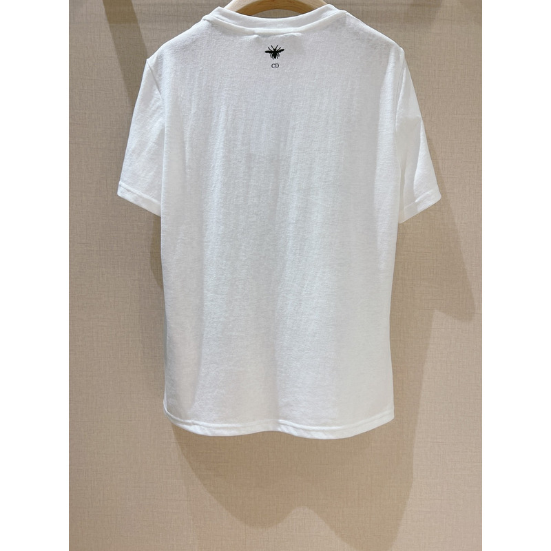 D*or t-shirt cotton jersey with pastel midnight blue toile de jouy mexico motif white