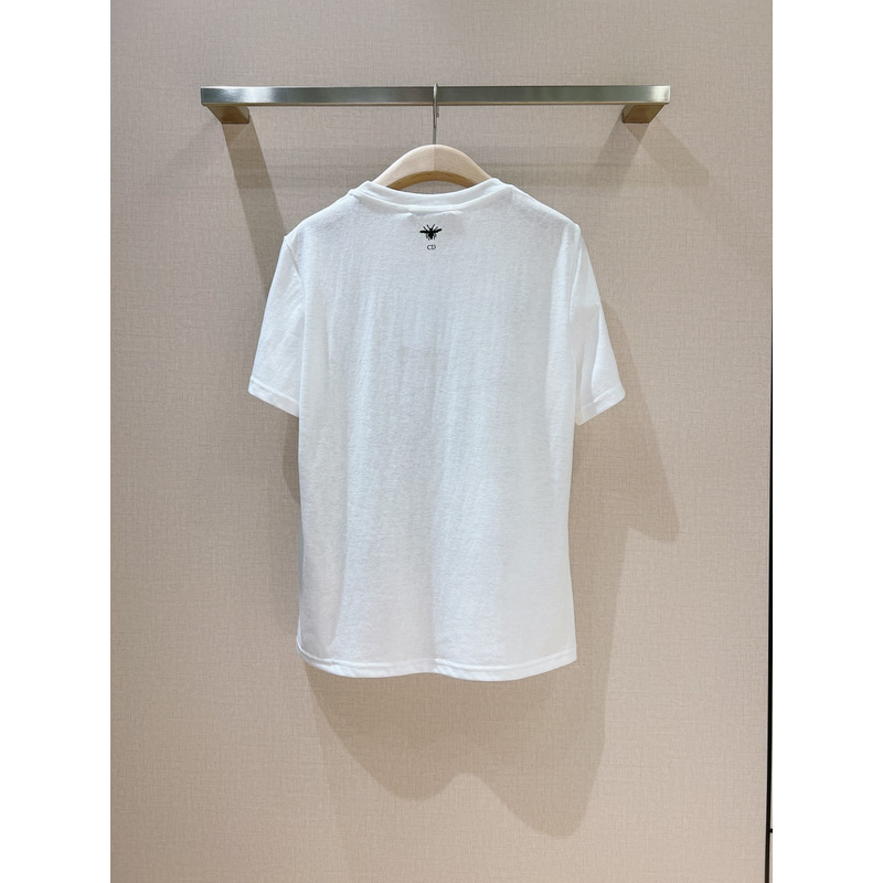 D*or t-shirt cotton jersey with pastel midnight blue toile de jouy mexico motif white