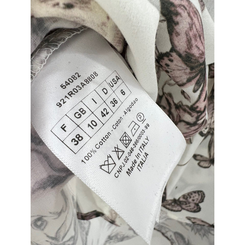 D*or blouse white and pastel pink cotton voile with toile de jouy mexico motif