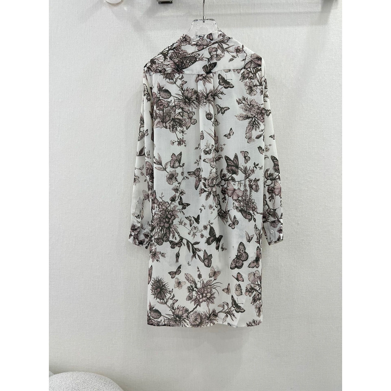 D*or blouse white and pastel pink cotton voile with toile de jouy mexico motif