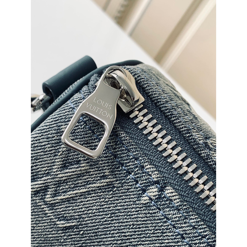 l**is V*t*n keepall bandouliere 25 monogram washed denim canvas