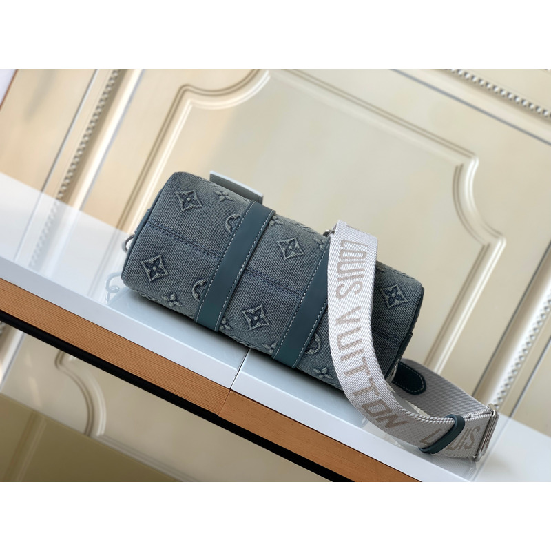 l**is V*t*n keepall bandouliere 25 monogram washed denim canvas