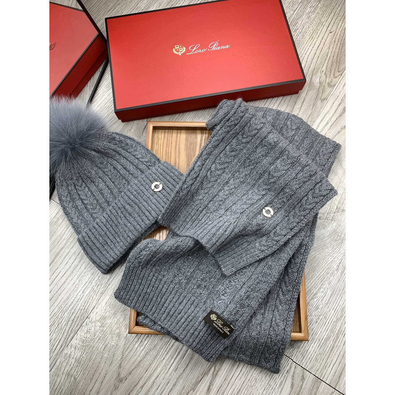 Loro piana Wool Pom And Scarf Grey