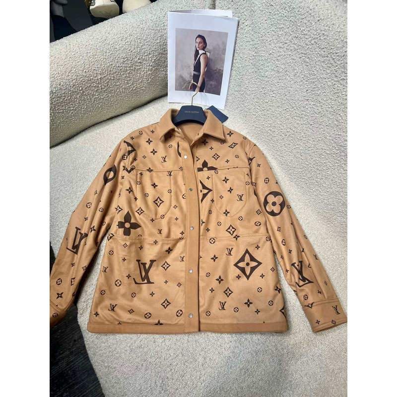 l**is v*t*n double-F**e wool blend overshirt brown