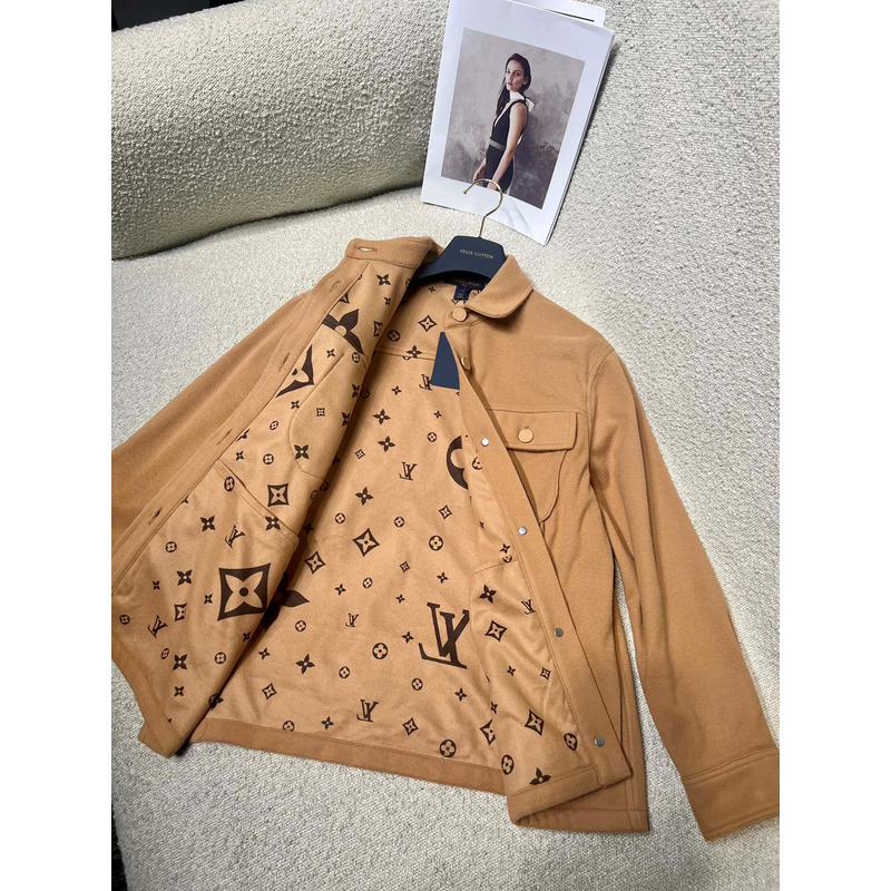 l**is v*t*n double-F**e wool blend overshirt brown