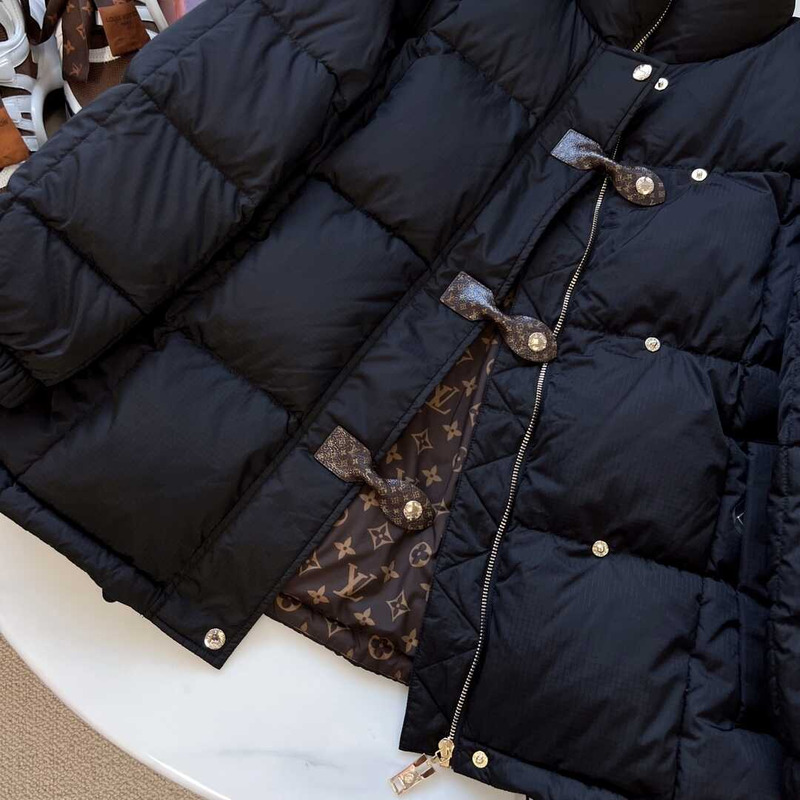 l**is V*t*n monogram accent pillow puffer jacket black