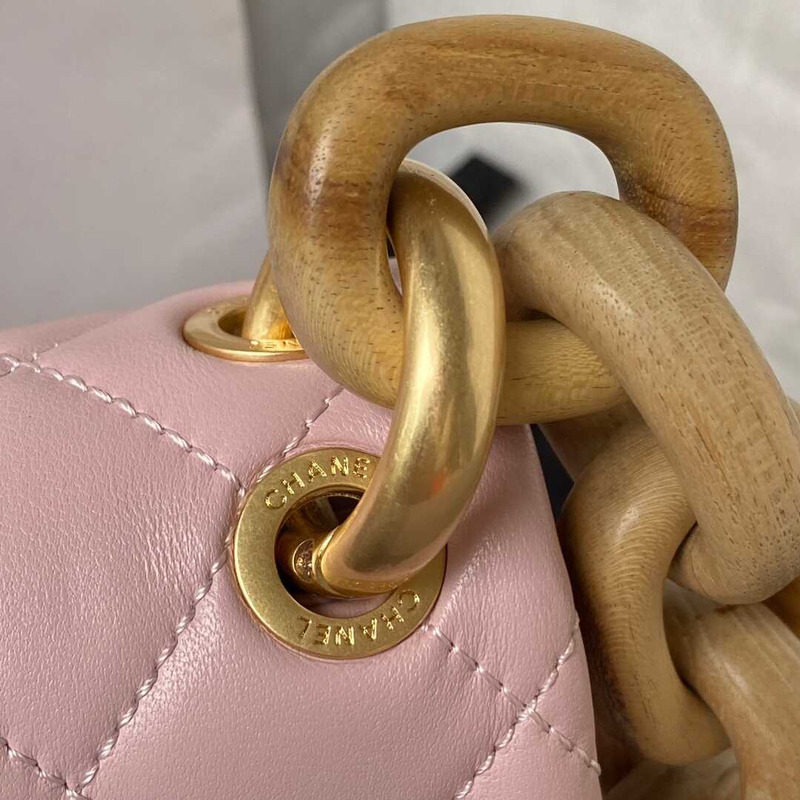 Ch*el mini flap bag lambskin & ash-wood light pink