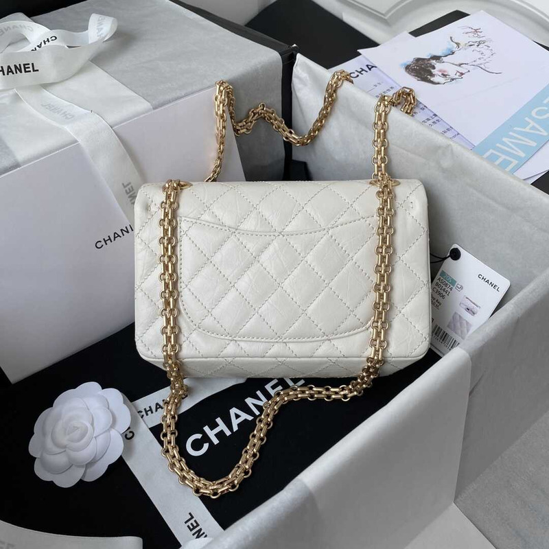 Ch*el mini reissue 2.55 flap bag calfdkin white