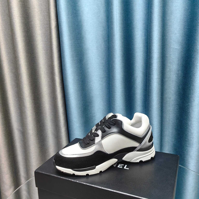 Ch*el calfskin light burgundy sneakers black and white