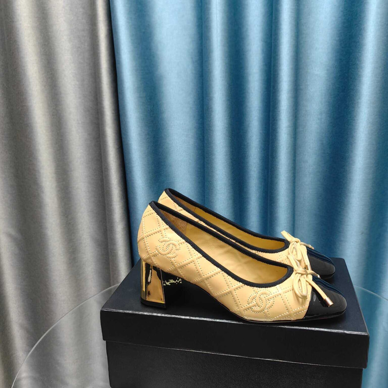 Ch*el ballet pumps calfskin beige