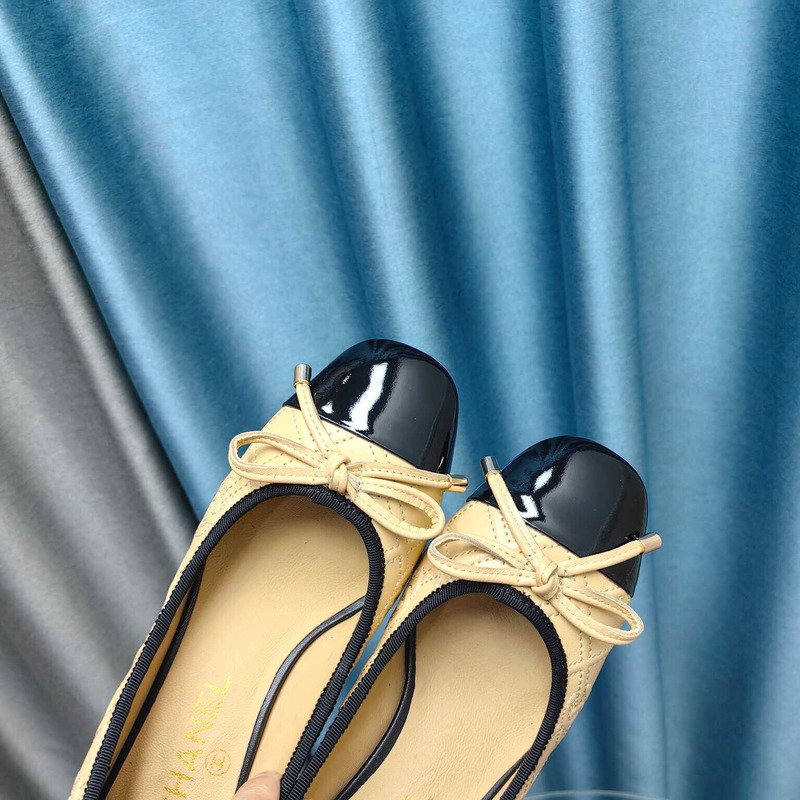 Ch*el ballet pumps calfskin beige