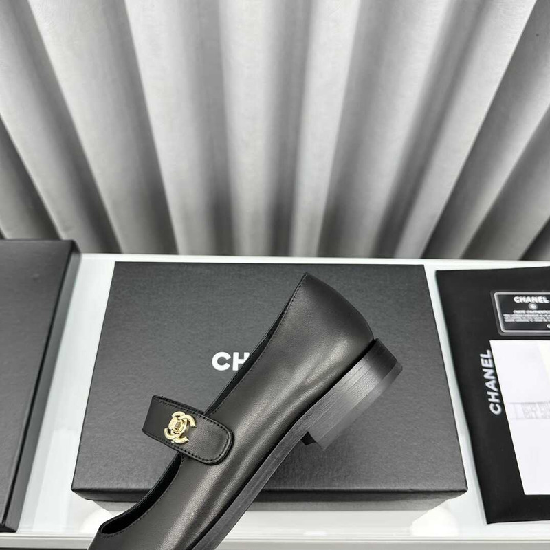 Ch*el mary janes calfskin black