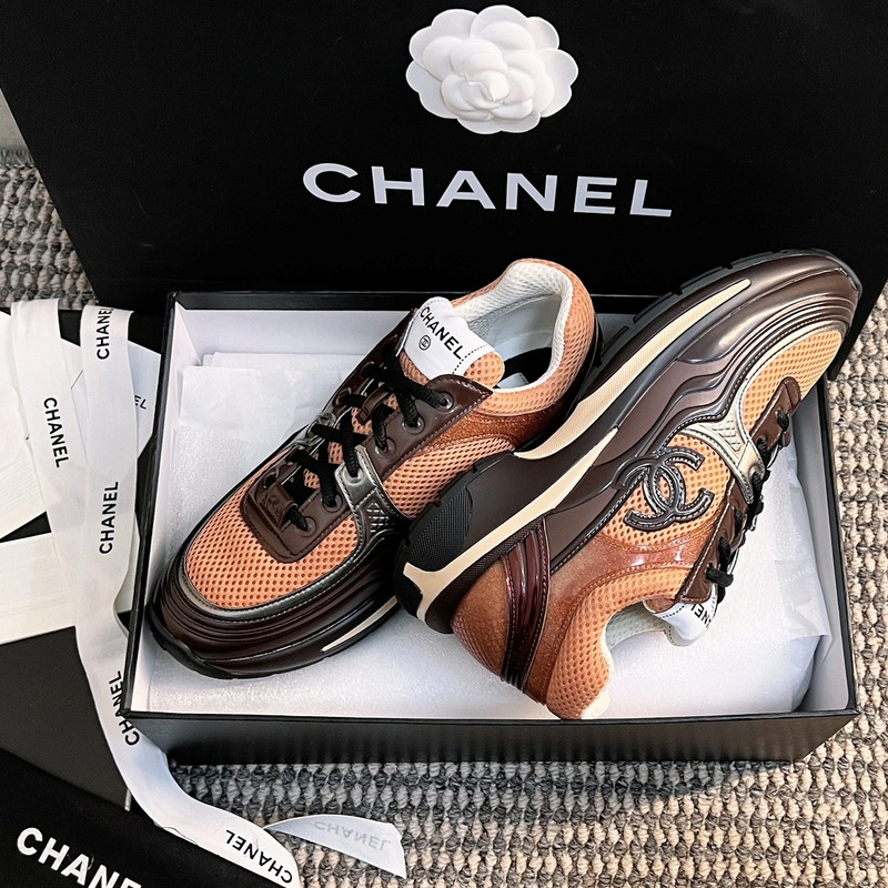 Ch*el cc sneakers brown
