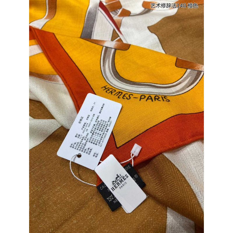 H**mes figure artistique scarf 140 orange / miel / camel