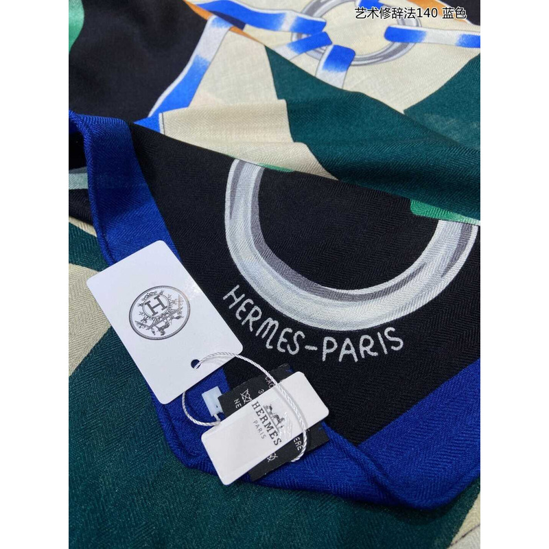 H**mes figure artistique scarf 140 marine / noir / multicolore