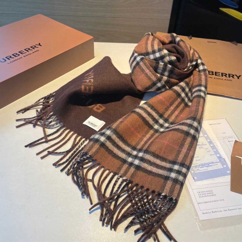 B**rry  reversible check cashmere scarf brown