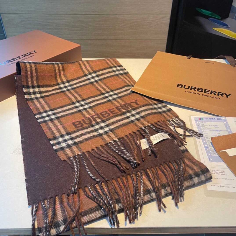 B**rry  reversible check cashmere scarf brown