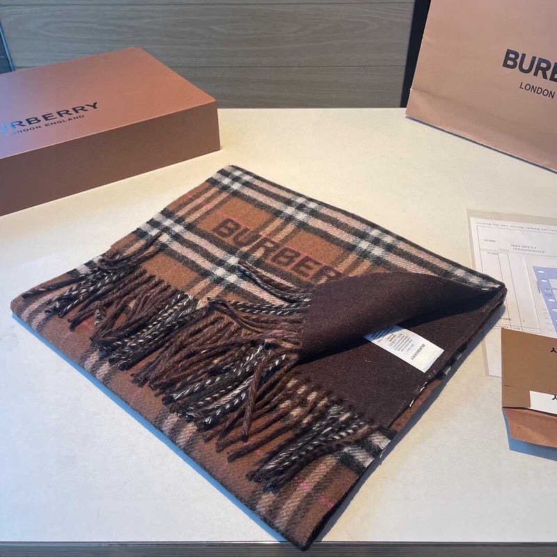 B**rry  reversible check cashmere scarf brown