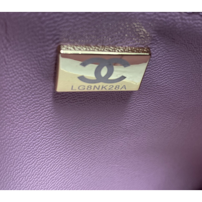 Ch*el double flap medium shoulder bag purple