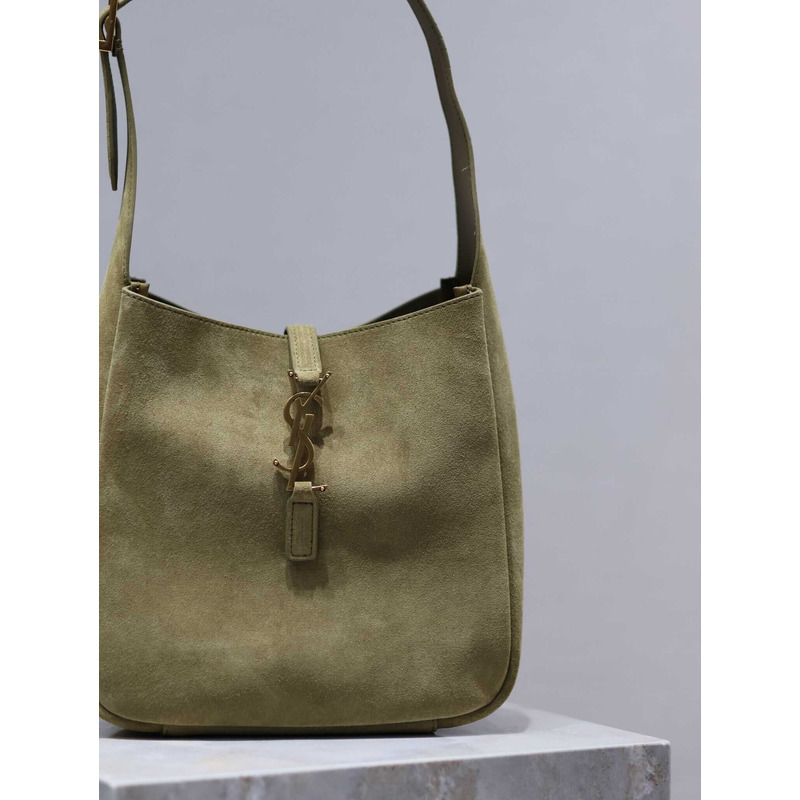 saint laurent le 5 À 7 S*pple small in suede khaki green