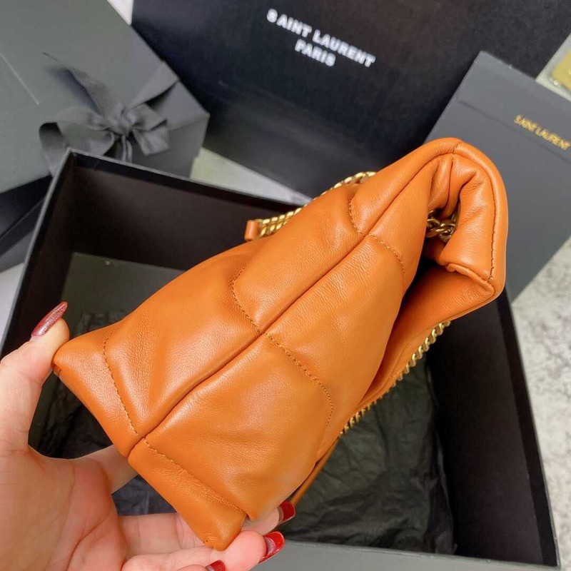 Saint Laurent Toy Puffer In Lambskin Orange