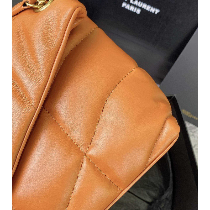 Saint Laurent Toy Puffer In Lambskin Orange