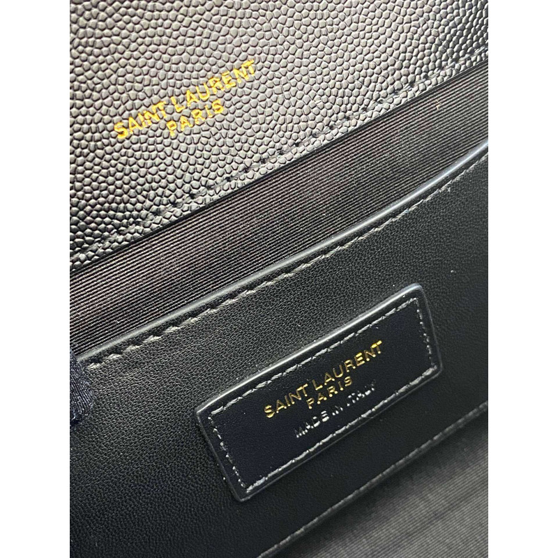 Saint Laurent Envelope Small In Quilted Grain De Pouder Embossed Leather Flap Black