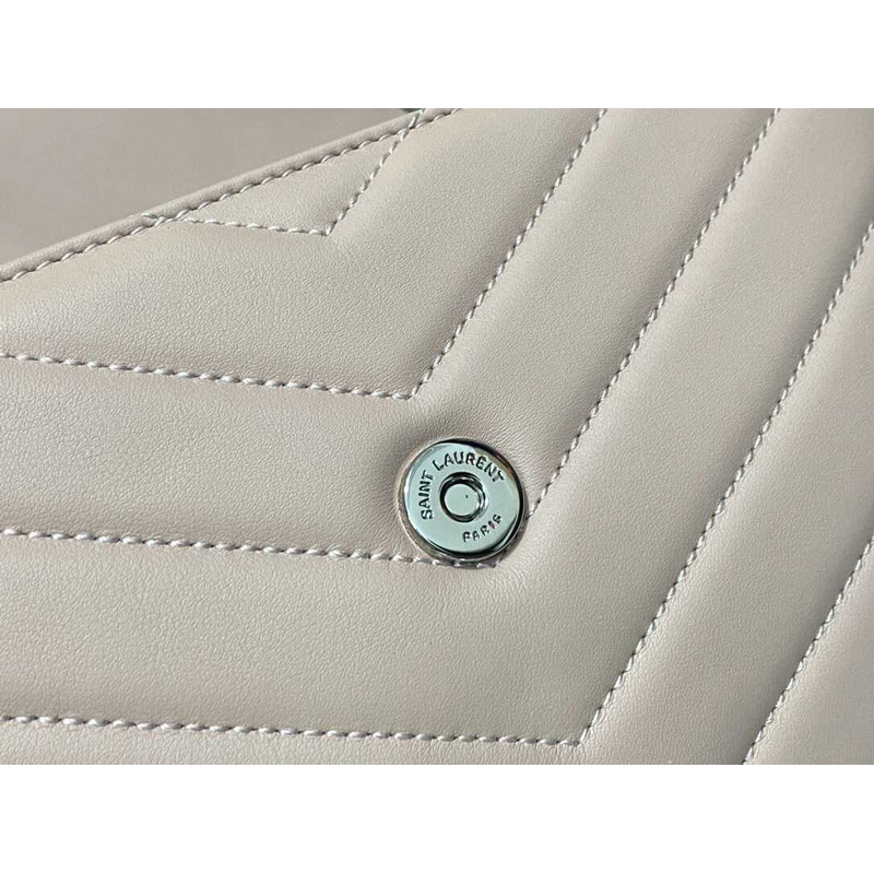 Saint Laurent Loulou Small In Quilted Leather Envelope Bag Blanc Vintage