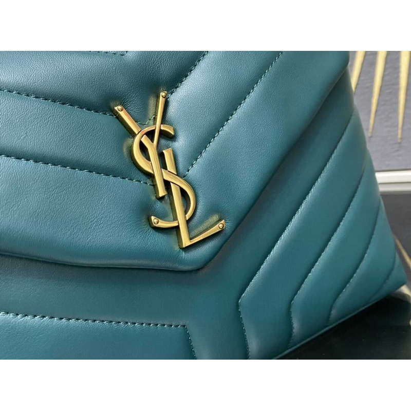 Saint Laurent Loulou Small In Quilted Leather Envelope Peacock Blue