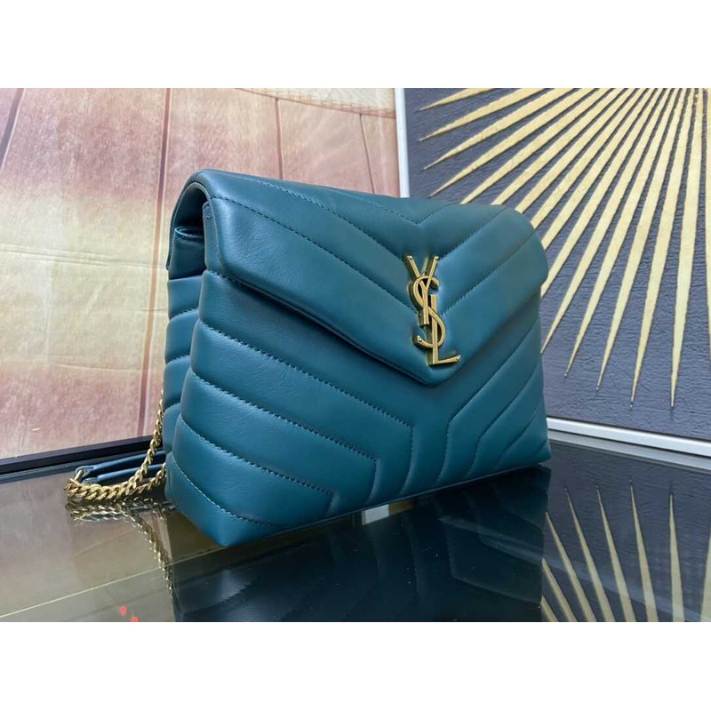 Saint Laurent Loulou Small In Quilted Leather Envelope Peacock Blue