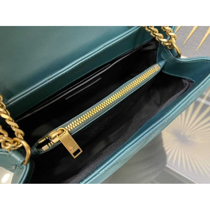 Saint Laurent Loulou Small In Quilted Leather Envelope Peacock Blue