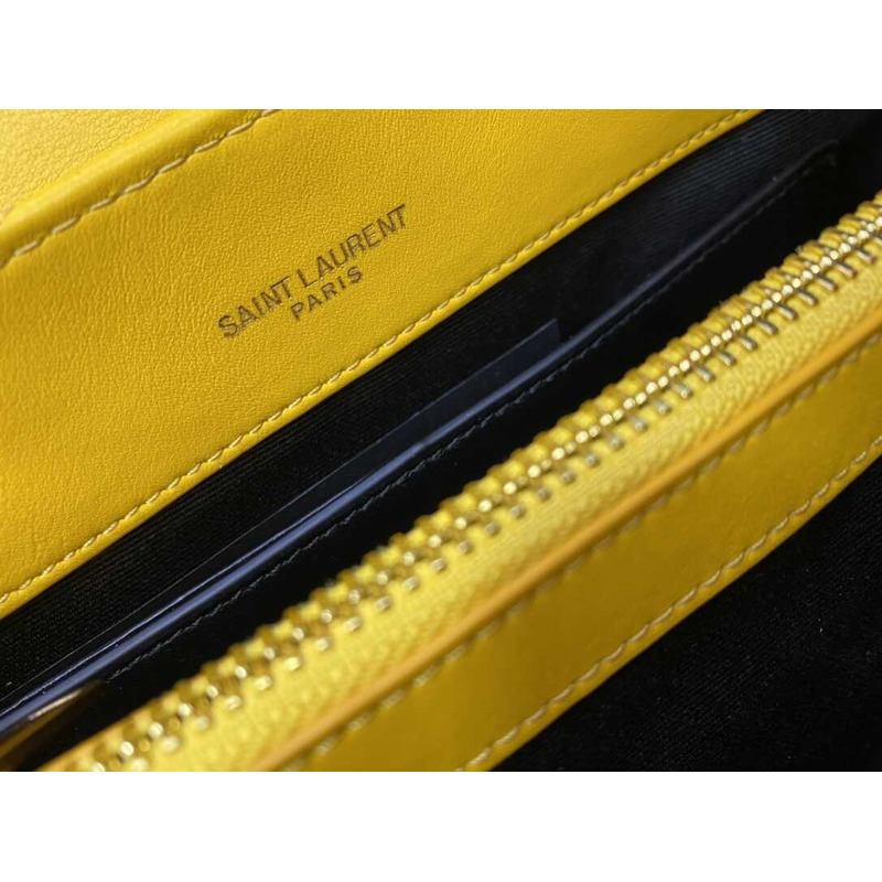 Saint Laurent Loulou Small In Quilted Leather Envelope Bag Yellow