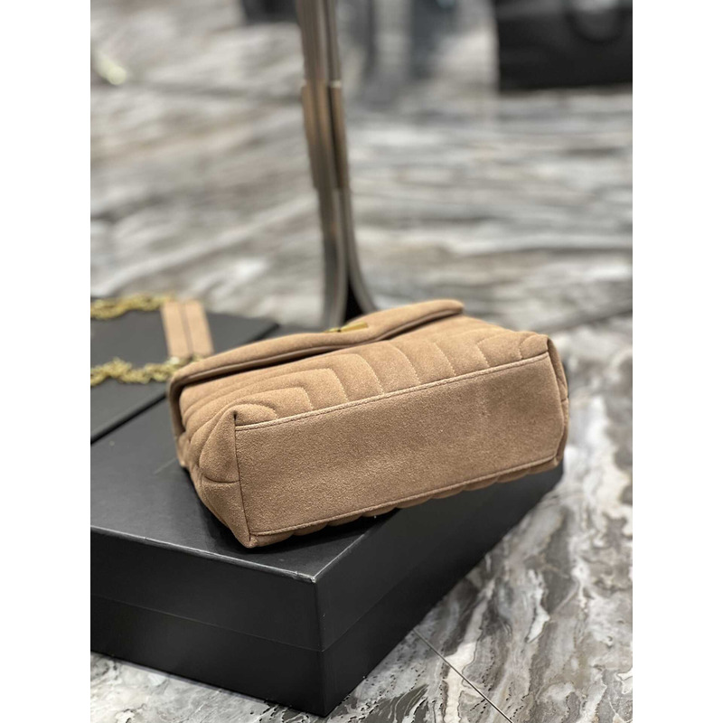 Saint Laurent Small Loulou Quiled Suede Handbag Beige