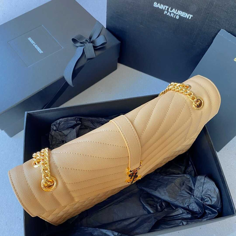 Saint Laurent  Envelope Large Bag IN Grained Quiled Leather Beige