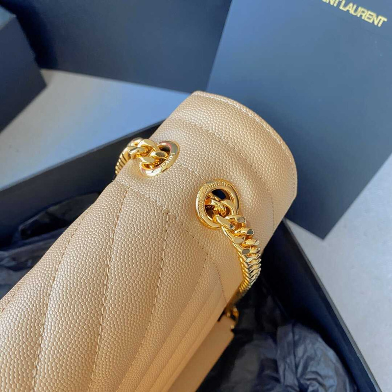 Saint Laurent  Envelope Large Bag IN Grained Quiled Leather Beige