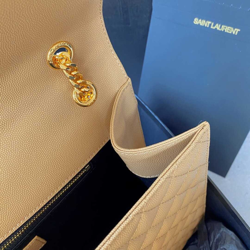 Saint Laurent  Envelope Large Bag IN Grained Quiled Leather Beige