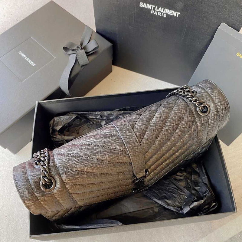 Saint Laurent  Envelope Large Bag IN Grained Quiled Leather Black