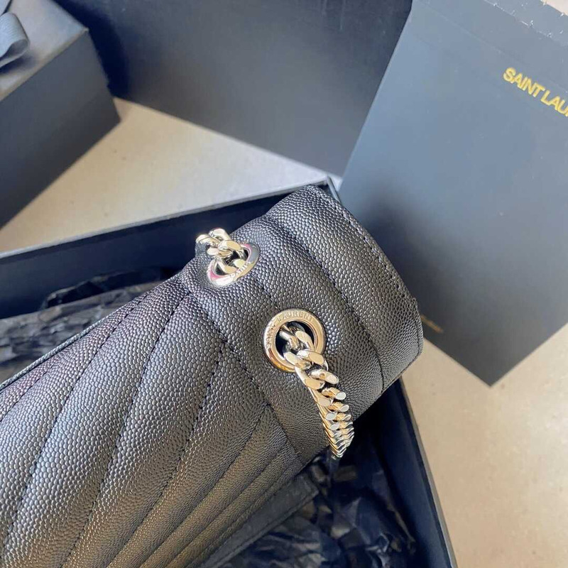 Saint Laurent  Envelope Large Bag IN Grained Quiled Leather Black