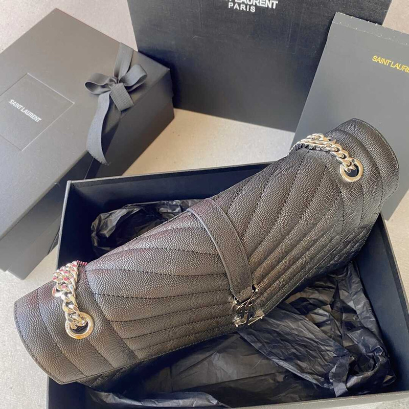 Saint Laurent  Envelope Large Bag IN Grained Quiled Leather Black