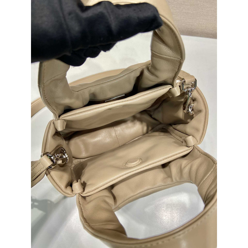 Pra*a soft small padded nappa leather bag beige