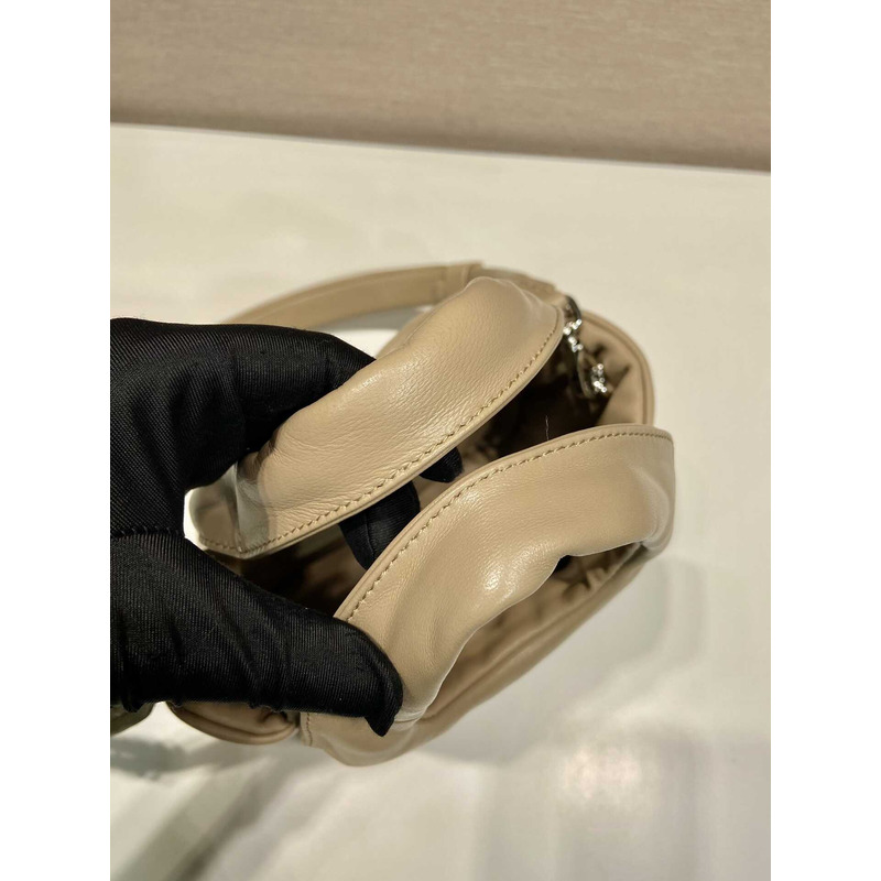Pra*a soft small padded nappa leather bag beige