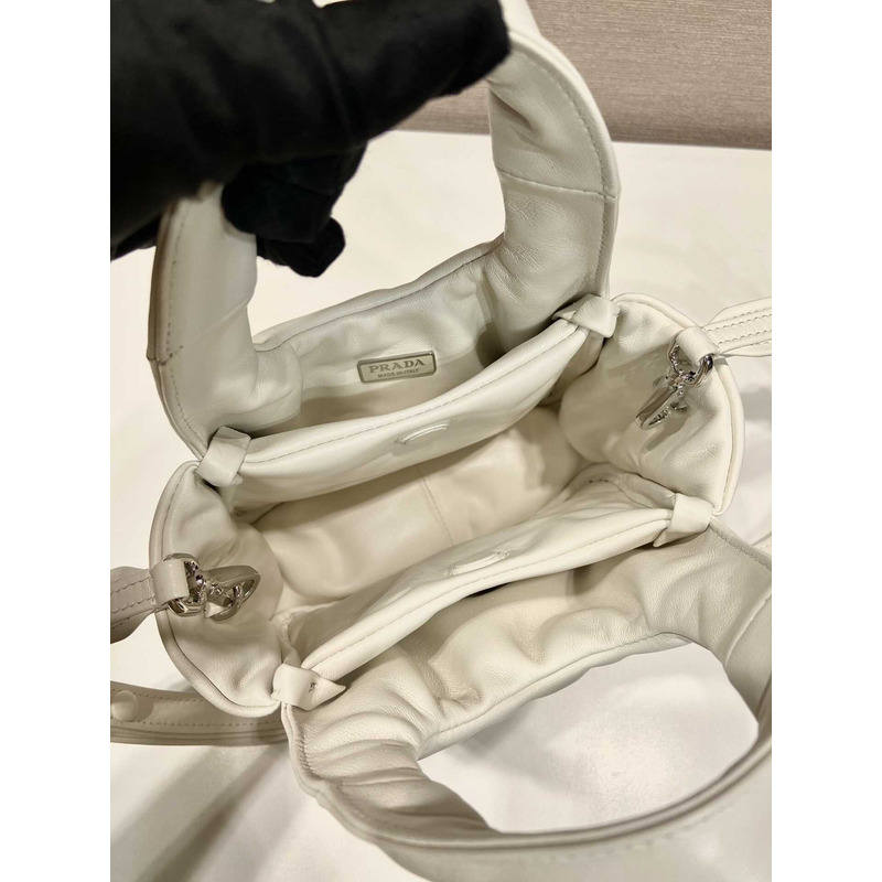 Pra*a soft small padded nappa leather bag white