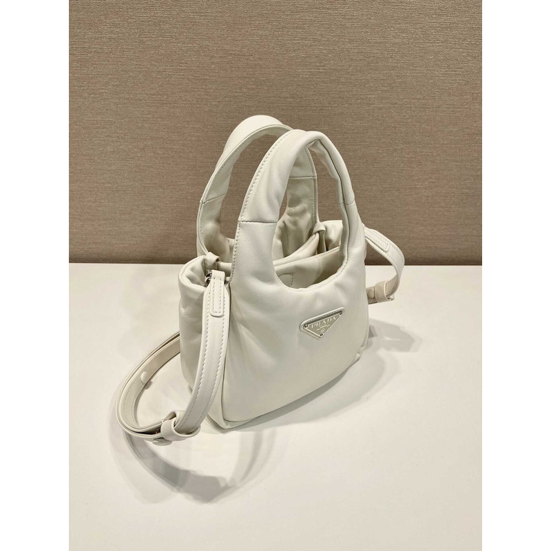 Pra*a soft small padded nappa leather bag white